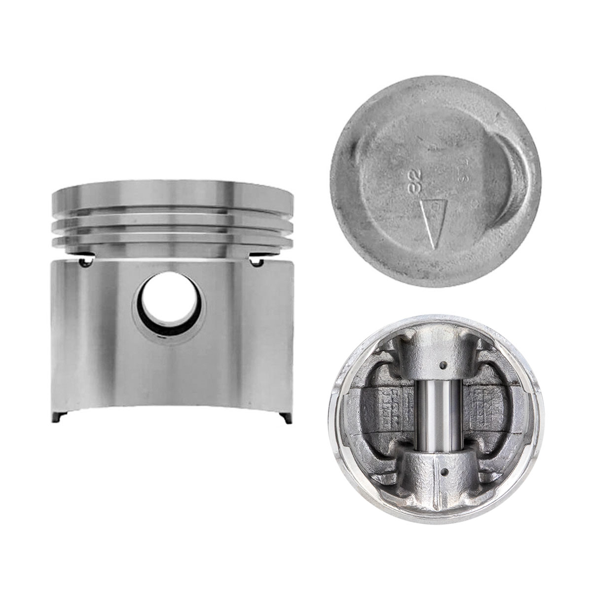Juego De Pistones (4 Cil.) > Ranuras 2.0 X 2.0 X 4.0, Diam. 76.90 Mm/ 3.028 In, Dist. Comp. 32.50 Mm/ 1.280 In, Acabado Brillante, Sin Seguros > 83-02