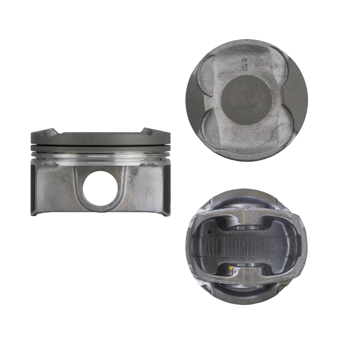 Juego De Pistones (4 Cil.) > Ranuras 1.0 X 1.0 X 2.0, Diam. 90.00 Mm/ 3.543 In, Dist. Comp. 39.90 Mm/ 1.571 In, Acabado Brillante, Cabeza Con Cazuela,