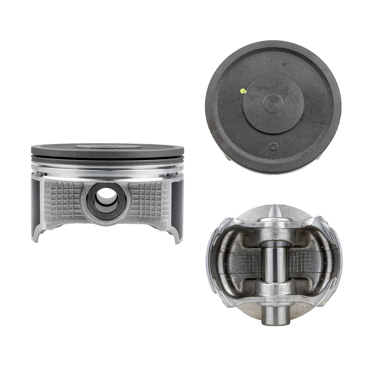 Juego De Pistones (6 Cil.) > Ranuras 1.2 X 1.2 X 2.0, Diam. 95.00 Mm/ 3.740 In, Dist. Comp. 29.10 Mm/ 1.146 In, Acabado Brillante, Cabeza Con Cazuela
