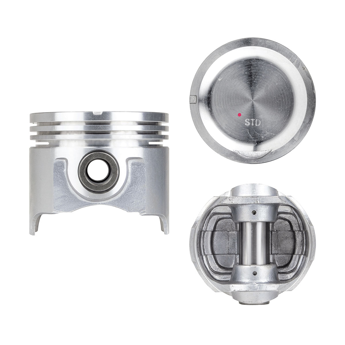 Juego De Pistones (6 Cil.) > Ranuras 2.0 X 2.0 X 4.0, Diam. 83.00 Mm/ 3.268 In, Dist. Comp. 33.00 Mm/ 1.299 In, Acabado Brillante, Cabeza Con Cazuela,