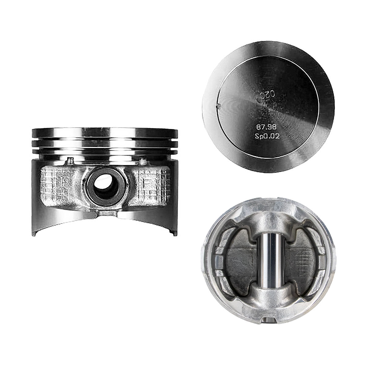 Juego De Pistones (4 Cil.) > Ranuras 1.2 X 1.2 X 3.0, Diam. 87.50 Mm/ 3.445 In, Dist. Comp. 31.50 Mm/ 1.240 In, Acabado Brillante, Sin Seguros > 83-21