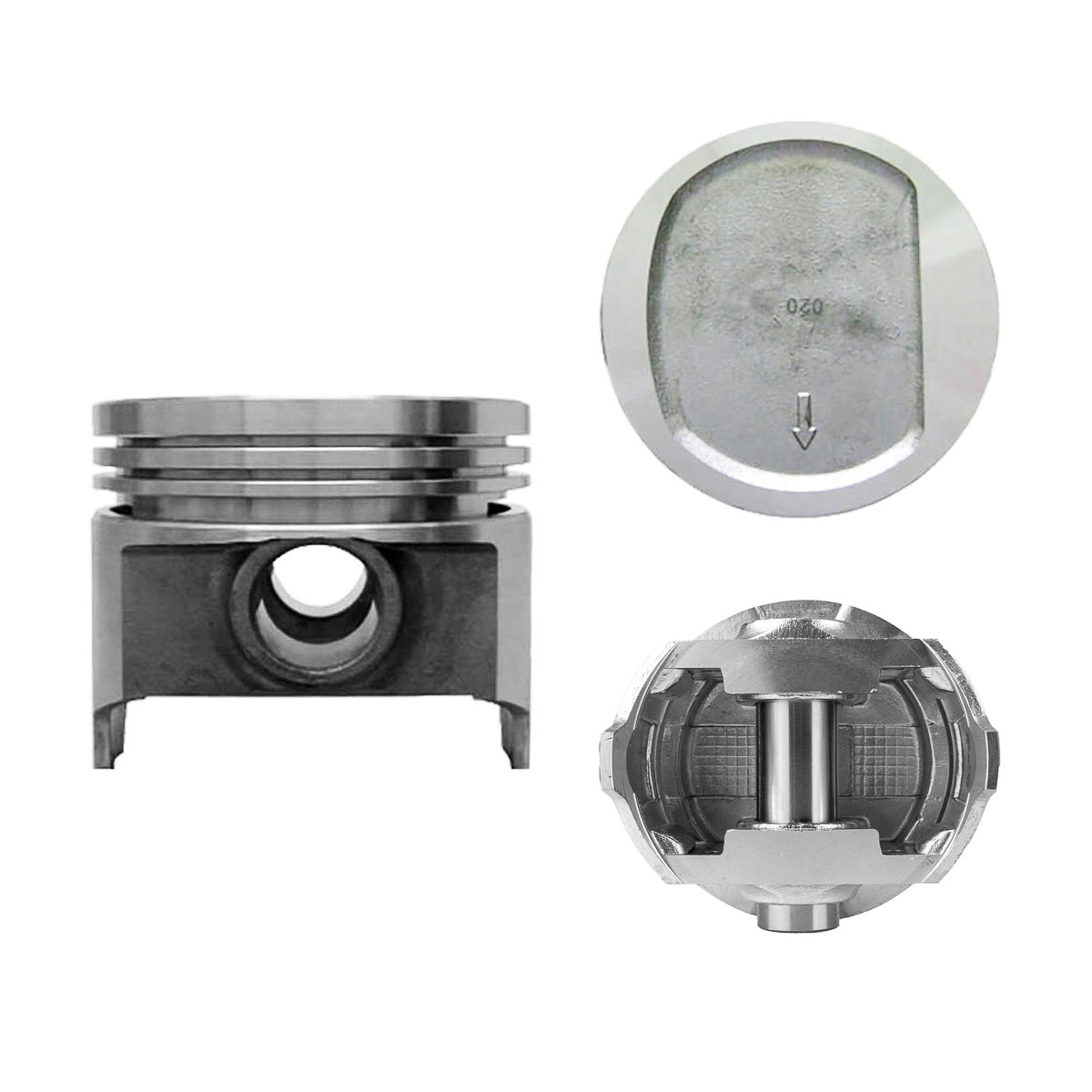Juego De Pistones (6 Cil.) > Ranuras 1.98 X 1.98 X 4.76, Diam. 98.43 Mm/ 3.875 In, Dist. Comp. 40.16 Mm/ 1.581 In, Acabado Brillante, Sin Seguros > 83