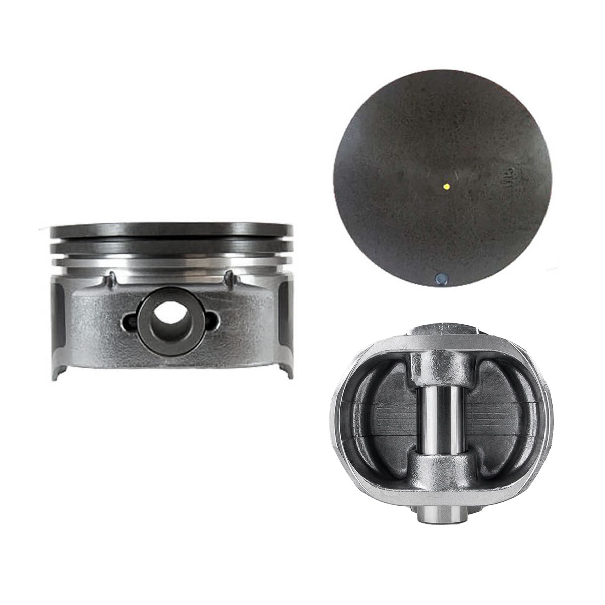 Juego De Pistones (8 Cil.) > Ranuras 1.5 X 1.5 X 3.0, Diam. 96.00 Mm/ 3.780 In, Dist. Comp. 33.80 Mm/ 1.330 In, Acabado Brillante, Cabeza Plana, Con S