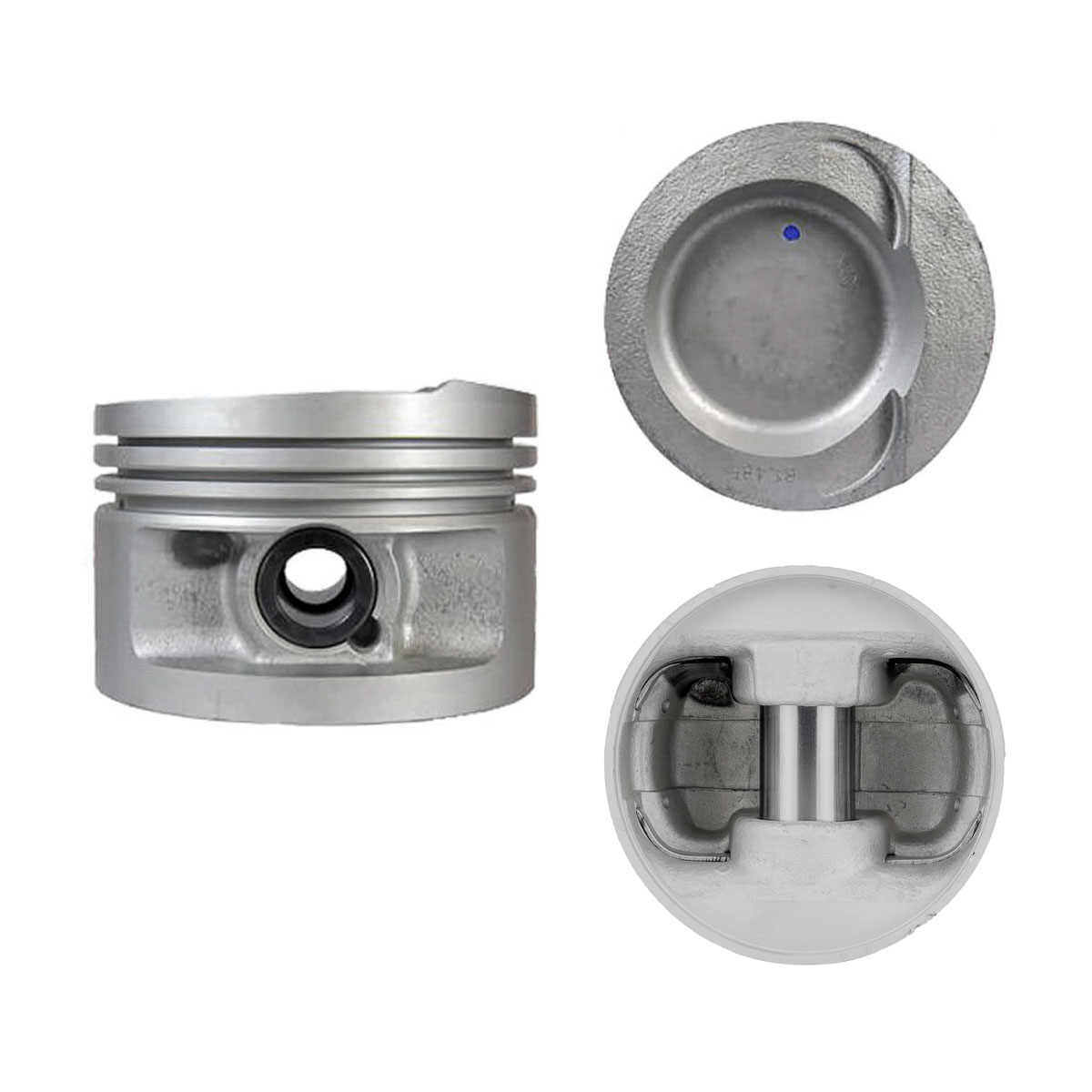 Juego De Pistones (6 Cil.) > Ranuras 1.5 X 1.75 X 3.0, Diam. 81.00 Mm/ 3.189 In, Dist. Comp. 30.52 Mm/ 1.201 In, Acabado Anodizado, Cabeza Con Cazuela