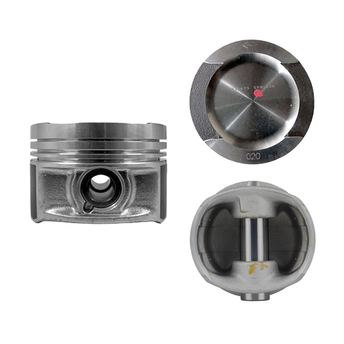 Juego De Pistones (4 Cil.) > Ranuras 1.2 X 1.5 X 2.0, Diam. 81.00 Mm/ 3.189 In, Dist. Comp. 32.70 Mm/ 1.287 In, Acabado Brillante, Cabeza Con Cazuela
