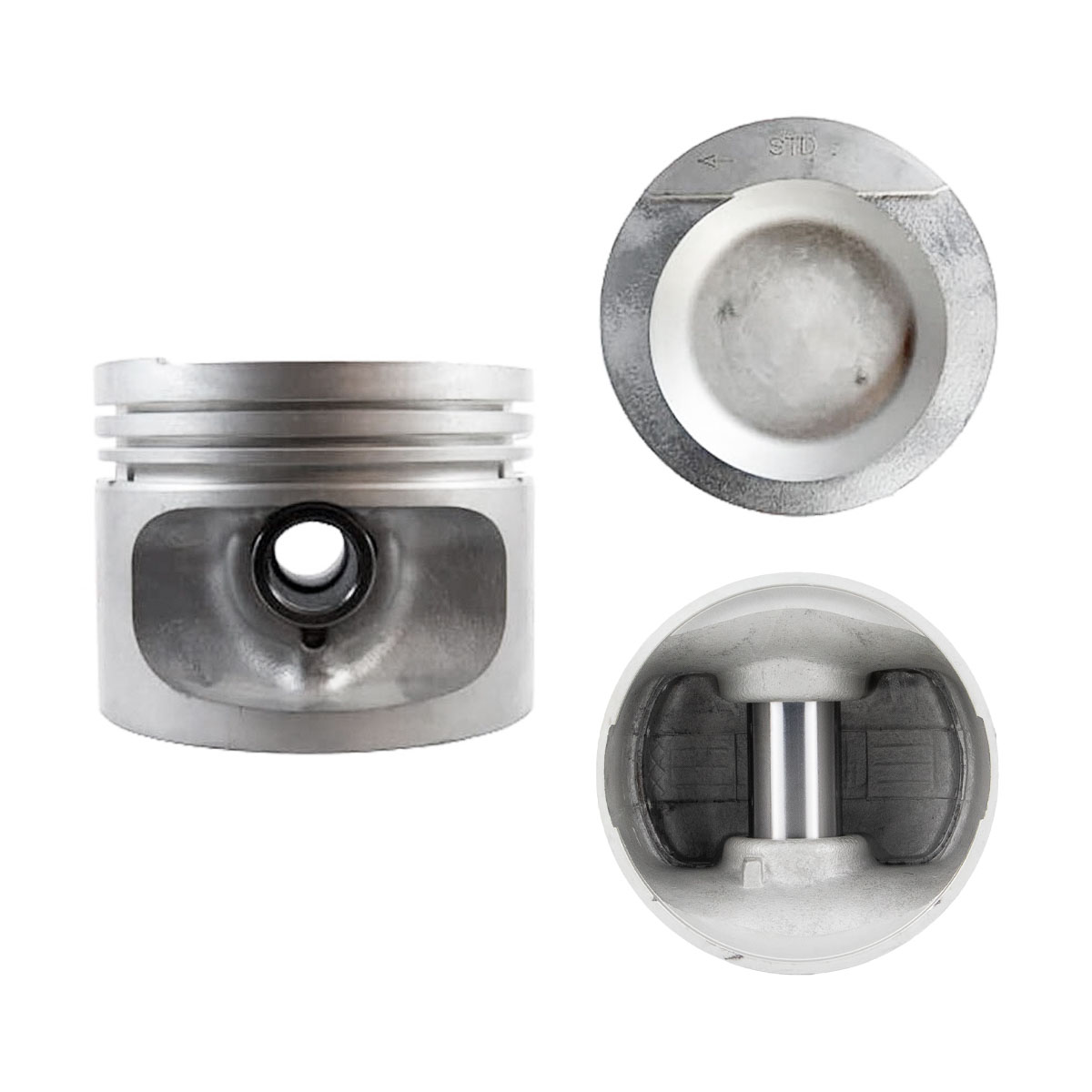 Juego De Pistones (4 Cil.) > Ranuras 1.5 X 1.75 X 3.0, Diam. 81.00 Mm/ 3.189 In, Dist. Comp. 32.20 Mm/ 1.267 In, Acabado Anodizado, Cabeza Con Cazuela