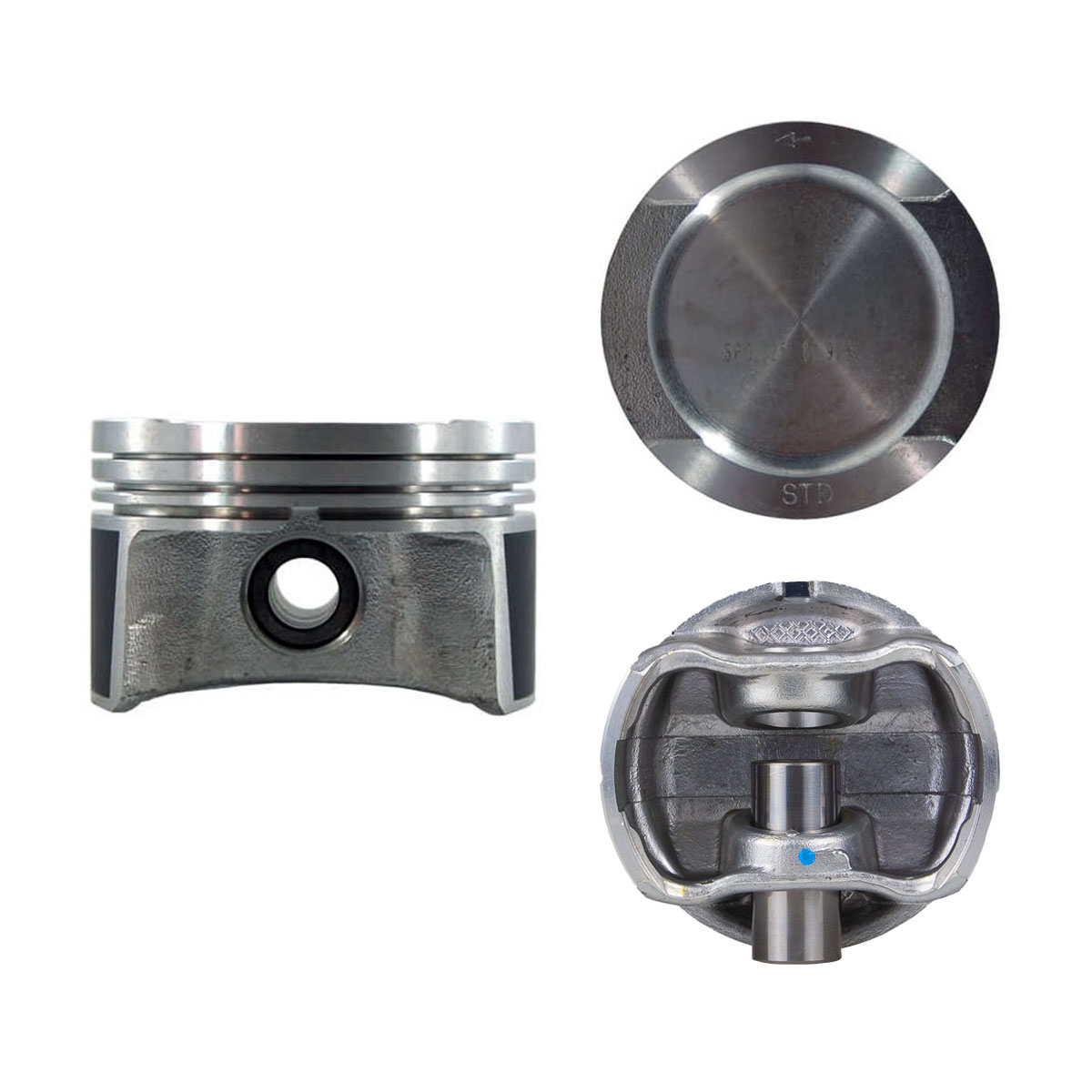 Juego De Pistones (4 Cil.) > Ranuras 1.0 X 1.2 X 2.0, Diam. 81.00 Mm/ 3.189 In, Dist. Comp. 29.00 Mm/ 1.141 In, Acabado Brillante, Cabeza Con Cazuela