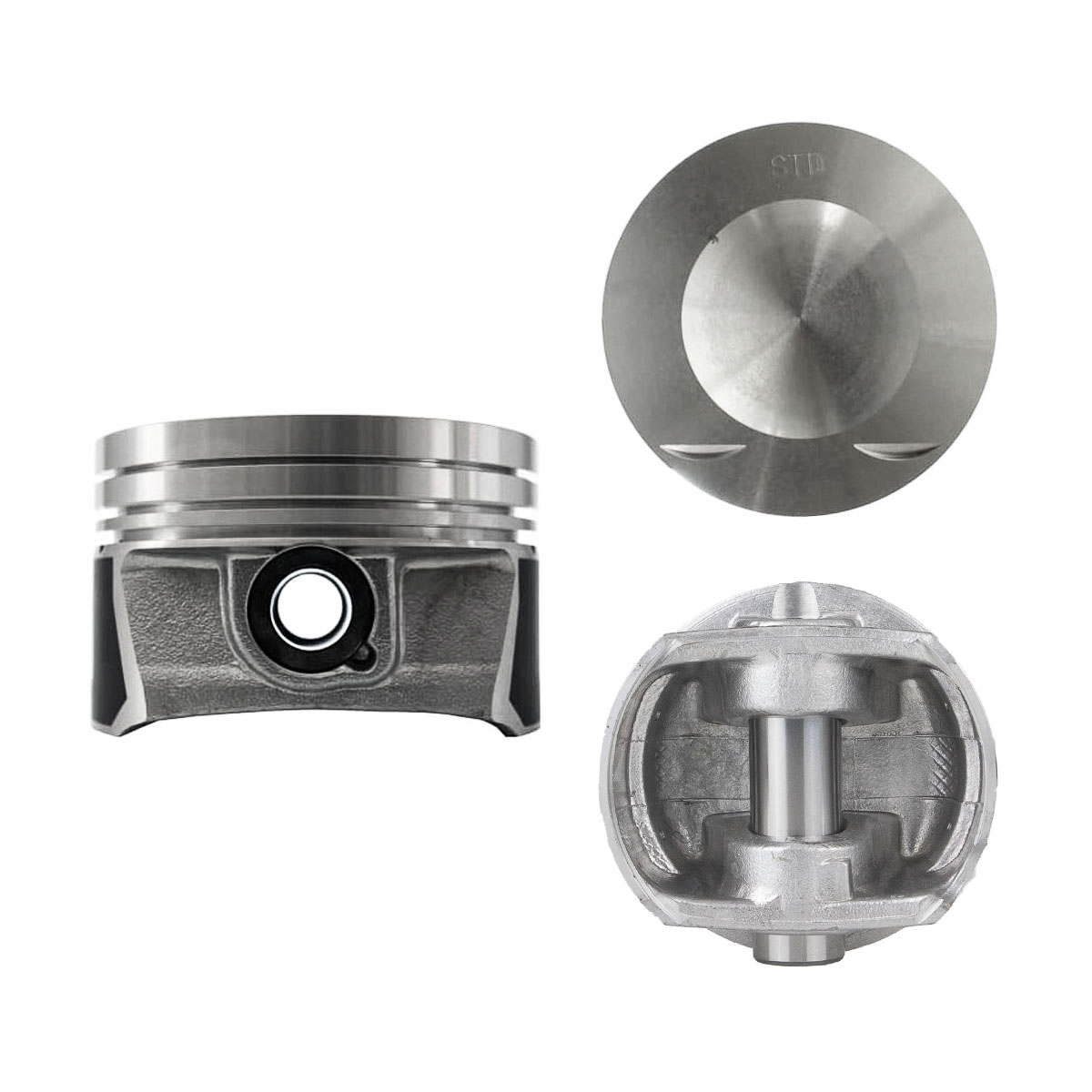 Juego De Pistones (4 Cil.) > Ranuras 1.2 X 1.5 X 2.0, Diam. 82.50 Mm/ 3.248 In, Dist. Comp. 29.60 Mm/ 1.165 In, Acabado Brillante, Cabeza Con Cazuela,