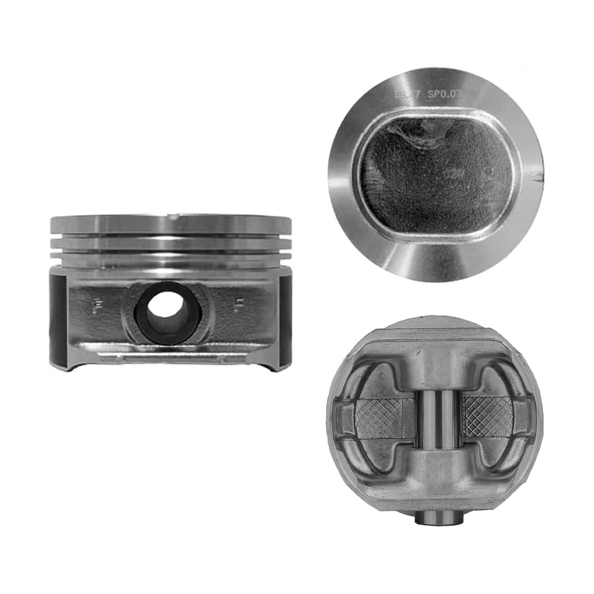 Juego De Pistones (6 Cil.) > Ranuras 1.5 X 1.5 X 3.0, Diam. 96.00 Mm/ 3.780 In, Dist. Comp. 34.98 Mm/ 1.377 In, Acabado Brillante, Sin Seguros > 83-32