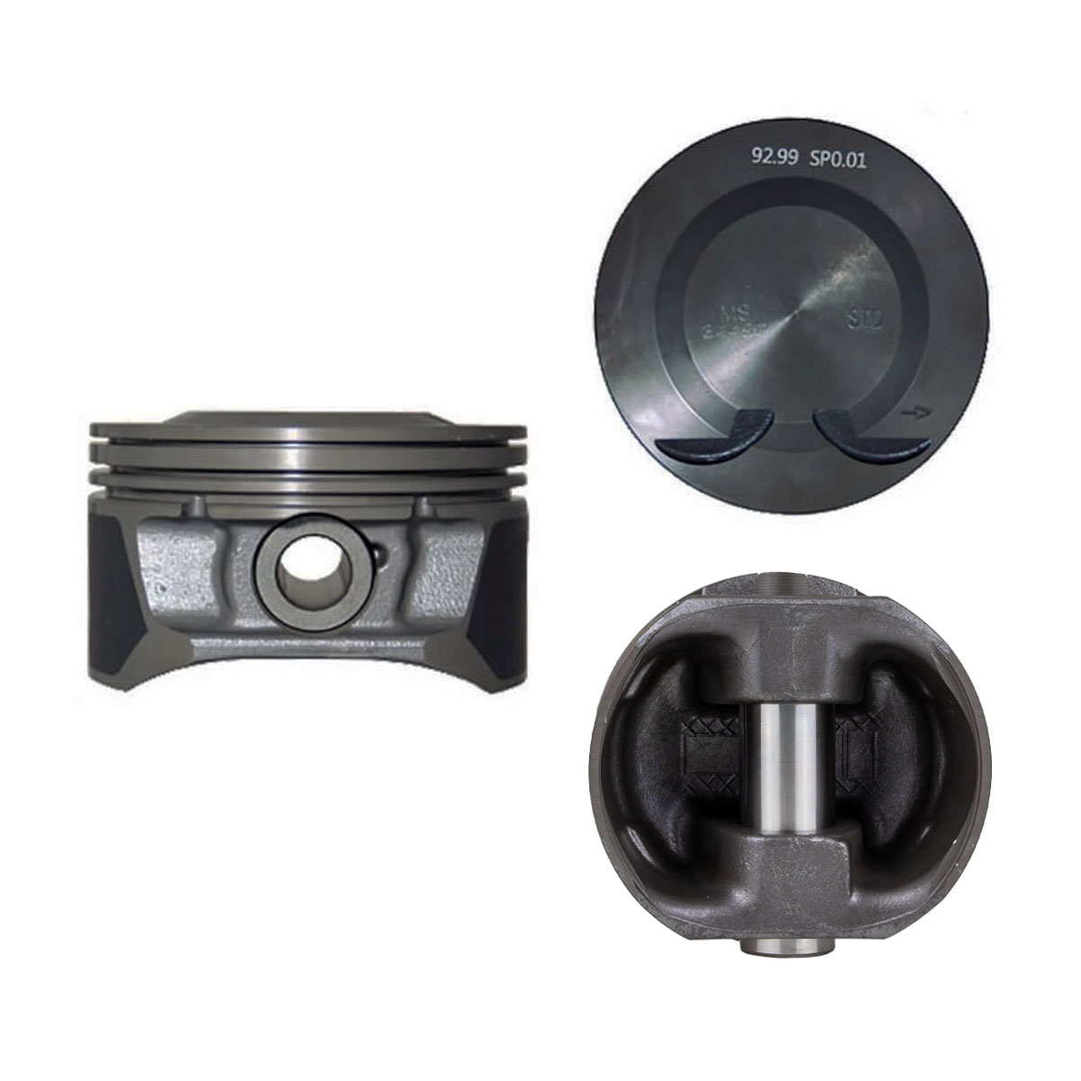 Juego De Pistones (6 Cil.) > Ranuras 1.2 X 1.5 X 2.5, Diam. 93.00 Mm/ 3.661 In, Dist. Comp. 28.42 Mm/ 1.118 In, Acabado Fosfatado, Con Seguros > 83-34
