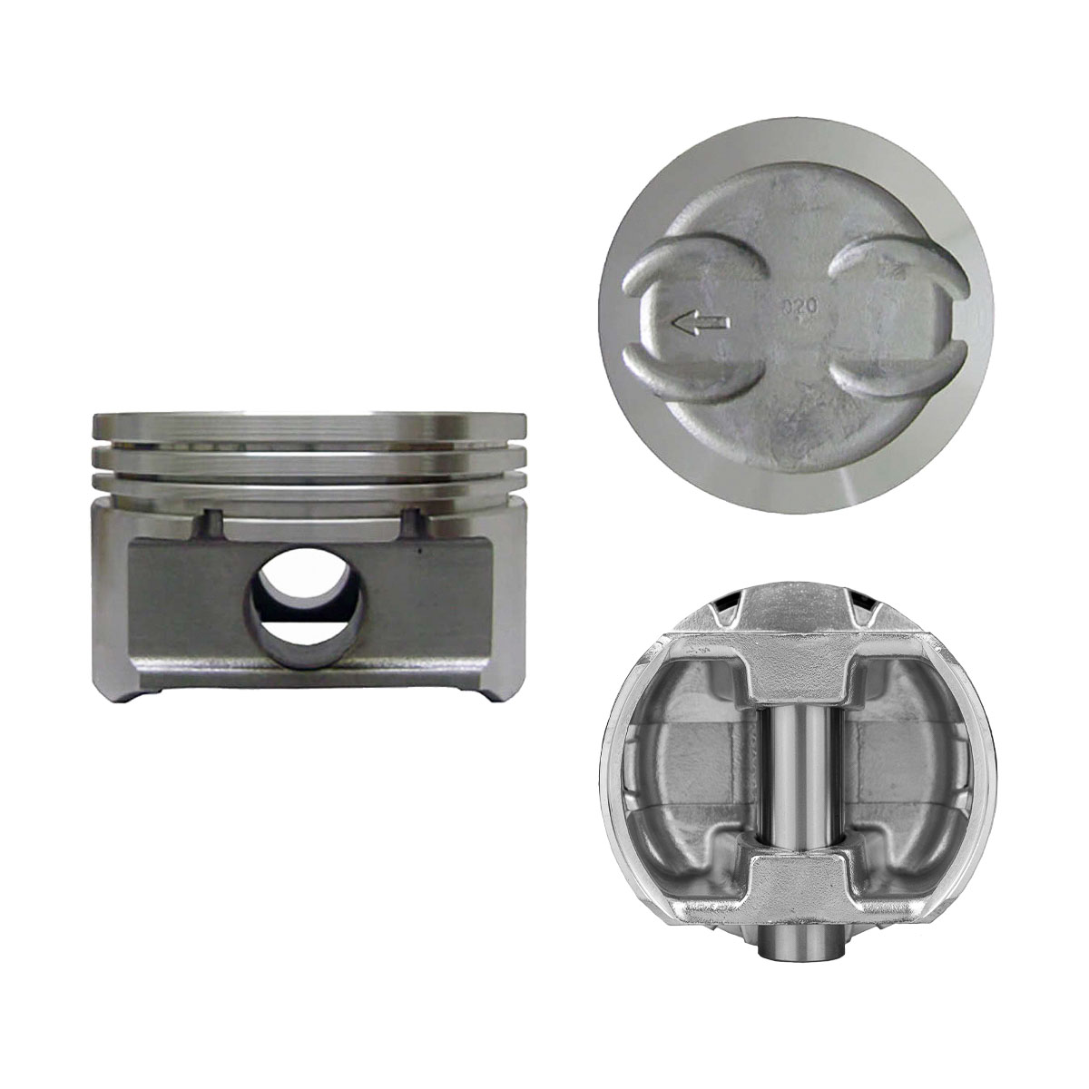 Juego De Pistones (8 Cil.) > Ranuras 1.5 X 1.5 X 3.0, Diam. 101.60 Mm/ 4.000 In, Dist. Comp. 39.12 Mm/ 1.540 In, Acabado Brillante, Cabeza Con Cazuela