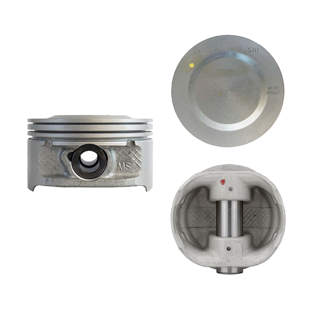 Juego De Pistones (5 Cil.) > Ranuras 1.2 X 1.5 X 2.5, Diam. 93.00 Mm/ 3.661 In, Dist. Comp. 28.00 Mm/ 1.102 In, Acabado Anodizado, Con Seguros > 83-35