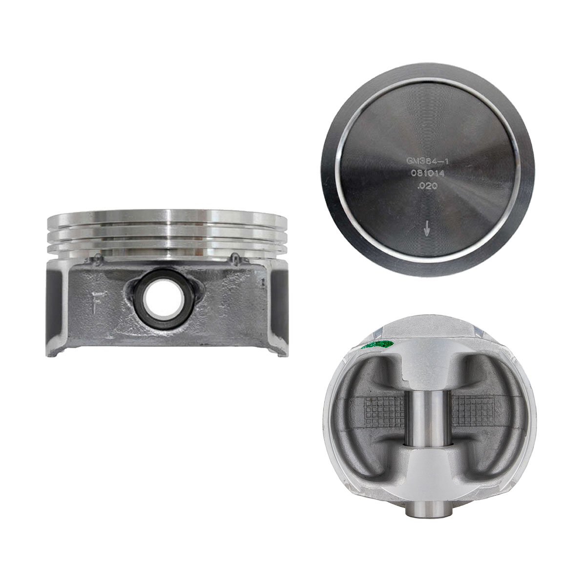 Juego De Pistones (8 Cil.) > Ranuras 1.5 X 1.5 X 3.0, Diam. 101.60 Mm/ 4.000 In, Dist. Comp. 33.70 Mm/ 1.326 In, Acabado Brillante, Cabeza Con Cazuela