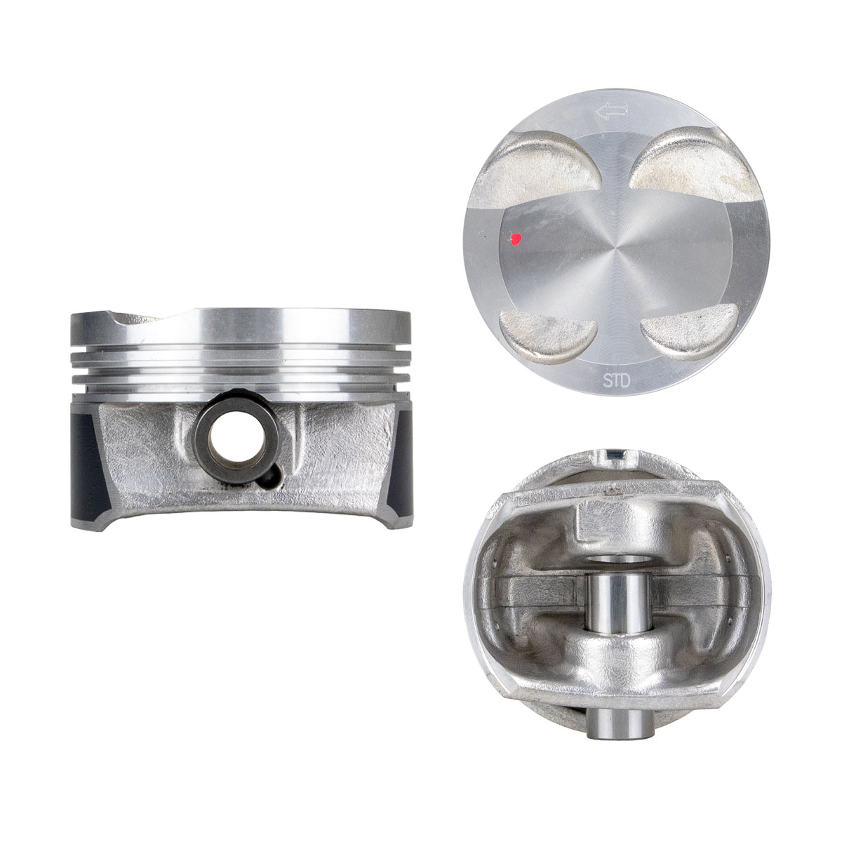 Juego De Pistones (4 Cil.) > Ranuras 1.2 X 1.5 X 2.0, Diam. 77.00 Mm/ 3.031 In, Dist. Comp. 27.50 Mm/ 1.082 In, Acabado Brillante, Cabeza Plana, Con S
