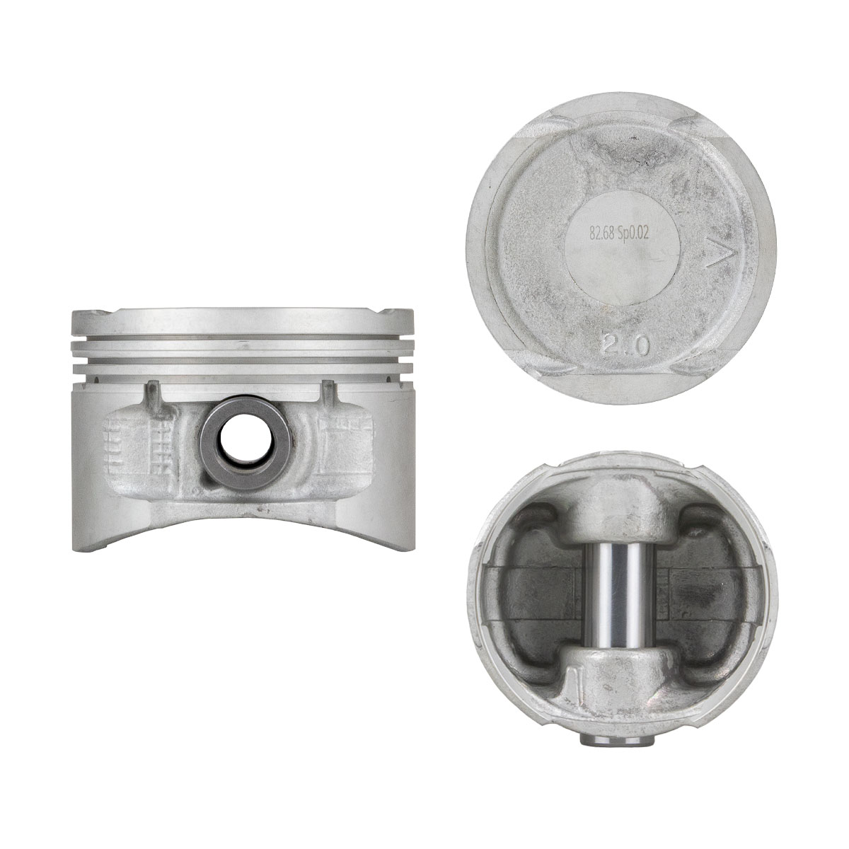 Juego De Pistones (4 Cil.) > Ranuras 1.2 X 1.5 X 2.0, Diam. 82.70 Mm/ 3.256 In, Dist. Comp. 30.30 Mm/ 1.192 In, Acabado Anodizado, Con Seguros > 83-49