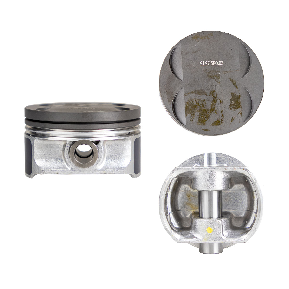 Juego De Pistones (8 Cil.) > Ranuras 1.5 X 1.5 X 2.0, Diam. 92.00 Mm/ 3.622 In, Dist. Comp. 31.30 Mm/ 1.232 In, Acabado Brillante, Cabeza Plana, Con S