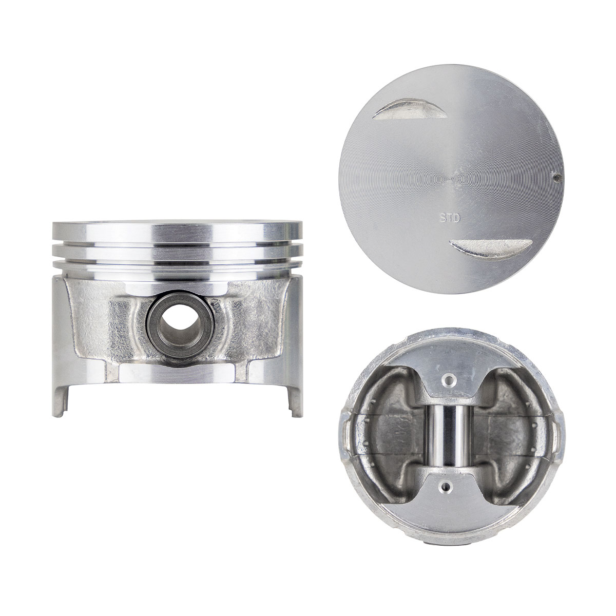 Juego De Pistones (6 Cil.) > Ranuras 1.5 X 1.5 X 2.8, Diam. 87.00 Mm/ 3.425 In, Dist. Comp. 32.00 Mm/ 1.260 In, Acabado Anodizado, Cabeza Y Ranura De