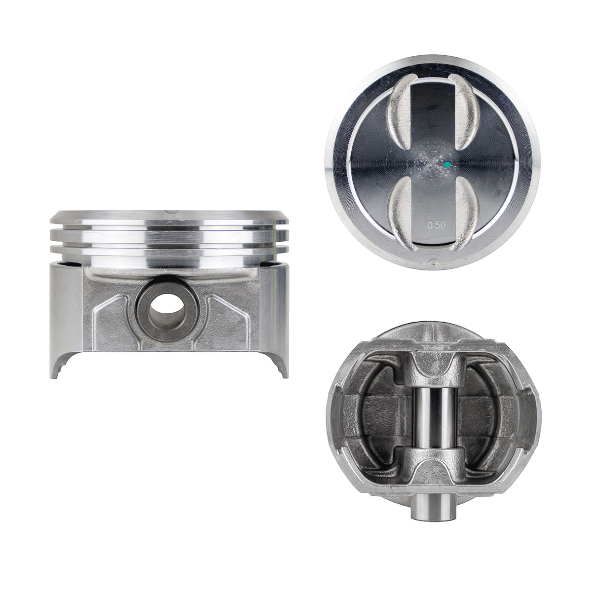 Juego De Pistones (8 Cil.) > Ranuras 1.98 X 1.98 X 4.76, Diam. 101.60 Mm/ 4.000 In, Dist. Comp. 39.12 Mm/ 1.540 In, Acabado Brillante, Cabeza Con Cazu