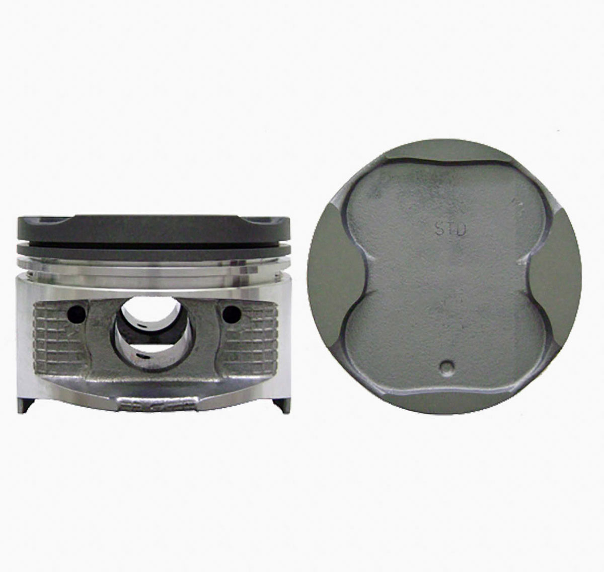 Juego De Pistones (6 Cil.) > Ranuras 1.5 X 1.5 X 3.0, Diam. 87.50 Mm/ 3.445 In, Dist. Comp. 32.20 Mm/ 1.267 In, Acabado Brillante, Cabeza Con Cazuela,