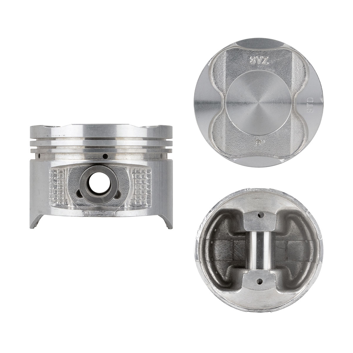 Juego De Pistones (6 Cil.) > Ranuras 1.5 X 1.5 X 4.0, Diam. 87.50 Mm/ 3.445 In, Dist. Comp. 34.00 Mm/ 1.338 In, Acabado Brillante, Cabeza Con Cazuela,