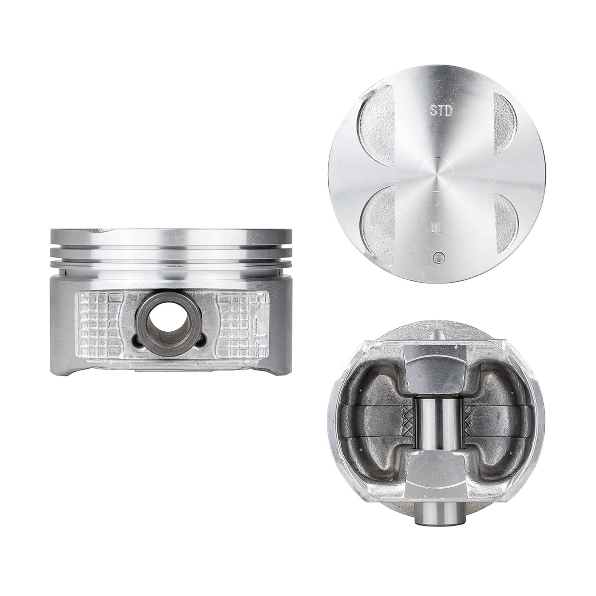 Juego De Pistones (6 Cil.) > Ranuras 1.2 X 1.2 X 3.0, Diam. 87.50 Mm/ 3.445 In, Dist. Comp. 31.20 Mm/ 1.228 In, Acabado Brillante, Cabeza Plana, Con S
