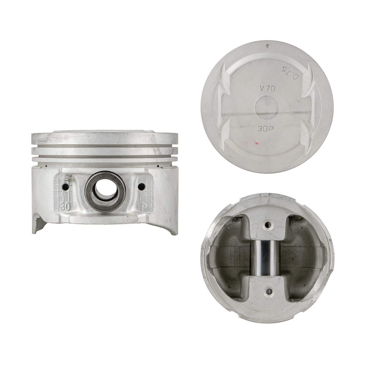 Juego De Pistones (6 Cil.) > Ranuras 1.5 X 1.5 X 2.8, Diam. 87.00 Mm/ 3.425 In, Dist. Comp. 32.00 Mm/ 1.260 In, Acabado Anodizado, Con Seguros > 83-72