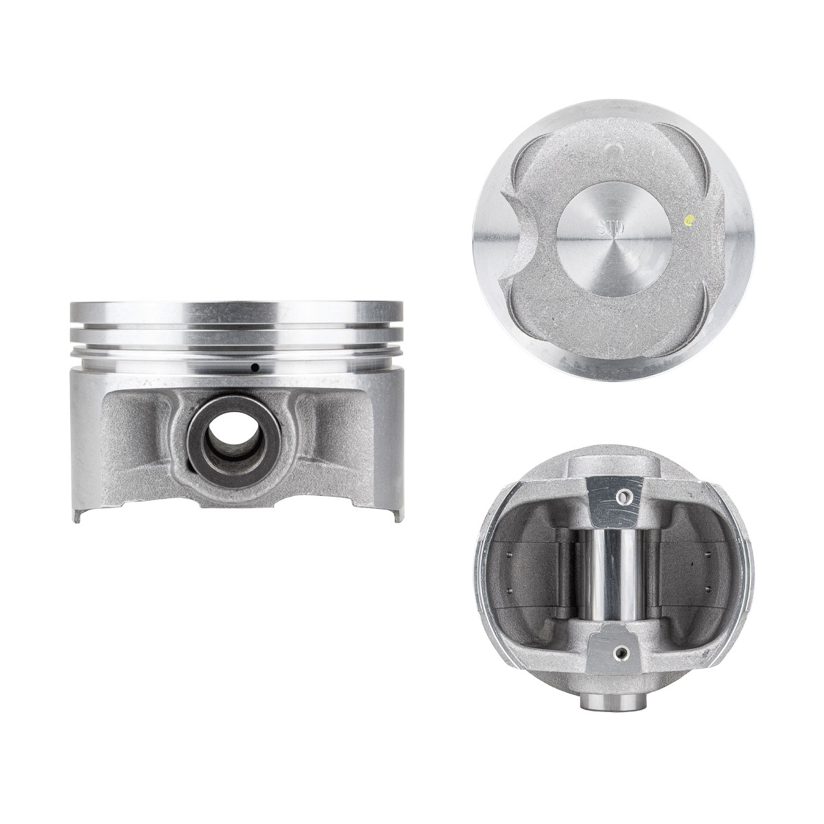 Juego De Pistones (4 Cil.) > Ranuras 1.2 X 1.2 X 3.0, Diam. 87.00 Mm/ 3.425 In, Dist. Comp. 32.50 Mm/ 1.280 In, Acabado Brillante, Cabeza Con Cazuela,