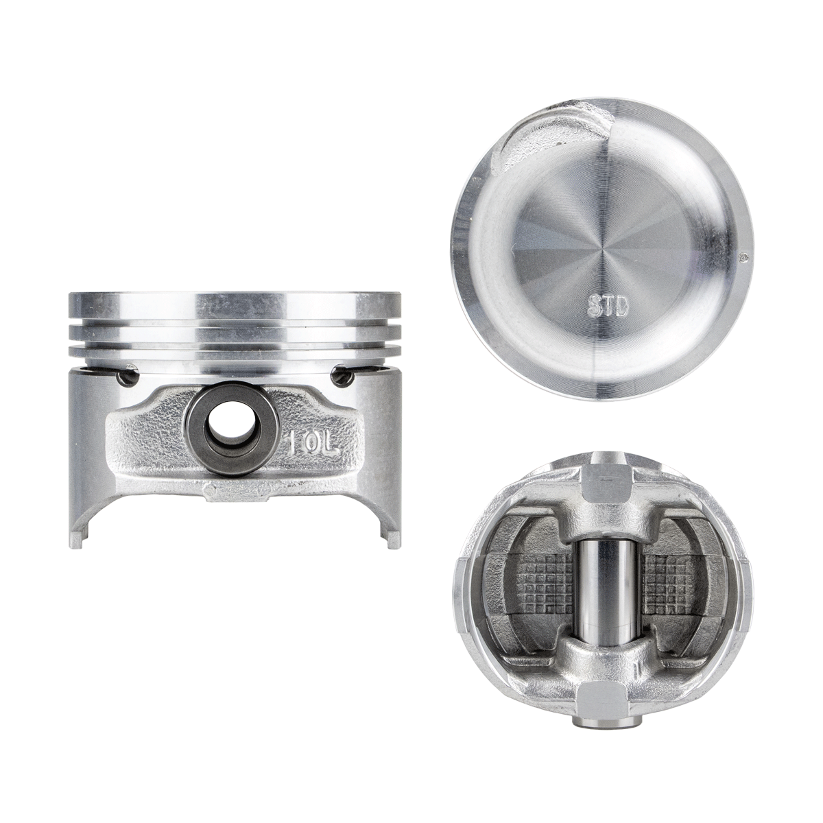 Juego De Pistones (4 Cil.) > Ranuras 1.2 X 1.2 X 2.5, Diam. 66.00 Mm/ 2.598 In, Dist. Comp. 25.00 Mm/ 0.984 In, Acabado Brillante, Sin Seguros > 83-85