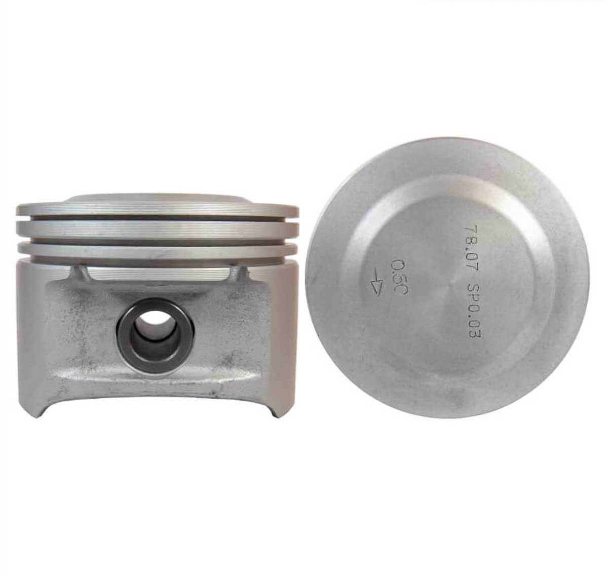Juego De Pistones (4 Cil.) > Ranuras 1.2 X 1.5 X 2.0, Diam. 77.60 Mm/ 3.055 In, Dist. Comp. 31.30 Mm/ 1.232 In, Acabado Anodizado, Sin Seguros > 83-87